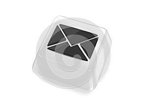 E-Mail envelope icon in black on white computer key