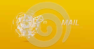 E-mail icon with Globe. Contact Us. Vector illustration