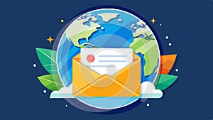 E-mail icon with Globe. Contact Us. Vector illustration