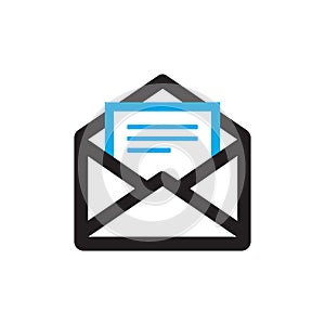 E-mail icon on white background vector illustration. Envelope with document concept sign. Message letter creative symbol. Graphic