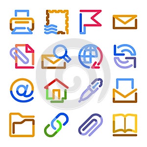 E-mail icons. Color contour series.