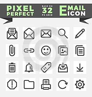 E-Mail icons set for mobile, web interface.