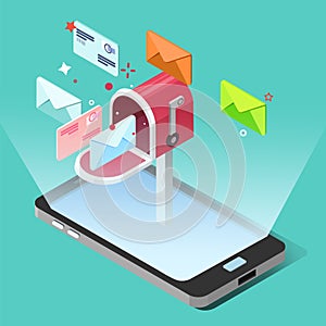 E-mail Marketing Concept in Isometric Style photo