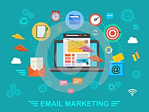 E-mail marketing. Email. Concept. Exchange of information by e-mail.