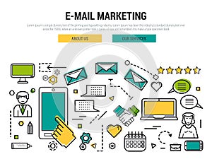 E-mail marketing line concept