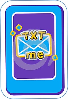 E-mail message text me on phone screen. Sticker of smartphone for messenger, communication app