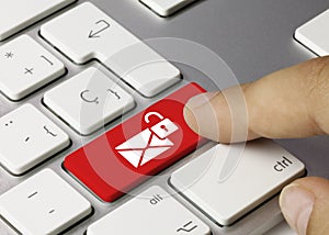 E-mail not secure  Inscription on Red Keyboard Key