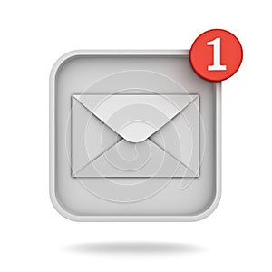 E mail notification one new email message in the inbox button concept