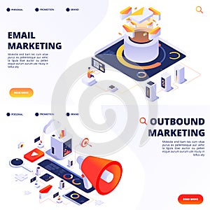 E-mail, outbound, internet marketing vector landing pages templates