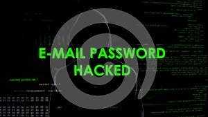 E-mail password hacked, criminal in black gets unauthorized access to data photo