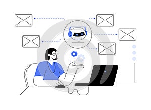 E-mail processing abstract concept vector illustration.