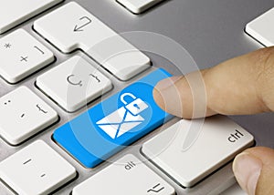 E-mail Secure - Inscription on Blue Keyboard Key