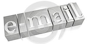 E-mail - silver letterpress - 3D illustration