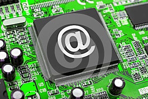 E-mail symbol on computer chip