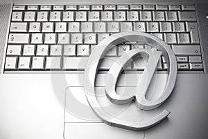 E-mail symbol on the keyboard. Top view