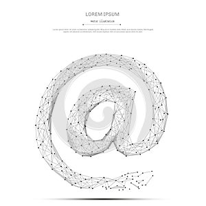 E-mail symbol low poly gray on white