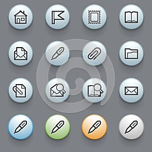 E-mail web icons on gray background.