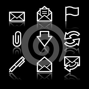 E-mail white contour web icons