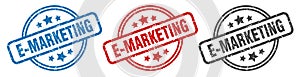 e-marketing stamp. e-marketing round isolated sign.