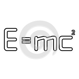 E=mc squared Energy formula physical law E=mc? sign e equal mc 2 Education concept Theory of relativity icon outline black color