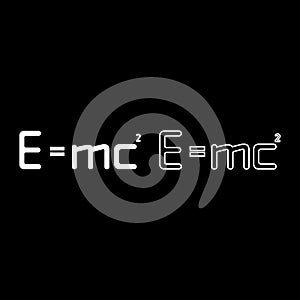 E=mc squared Energy formula physical law sign e equal mc 2 Education concept Theory of relativity icon outline set white color