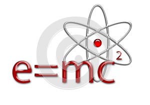 E=mc2 Equation and atom photo