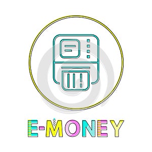 E-money vector illustration, linear outline style