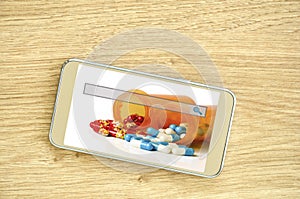 E-ordering and refill prescription online concept.