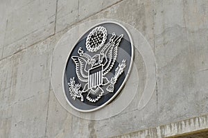 E Pluribus Unum plaque on the Glen Canyon Dam, Coconino County, Arizona photo