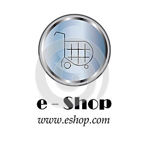 E - shop company logo - shopping cart icon - internet button