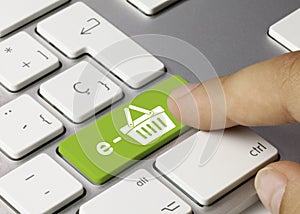 E-shop - Inscription on Green Keyboard Key