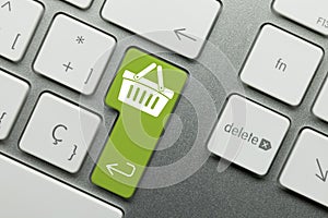 E-shop - Inscription on Green Keyboard Key