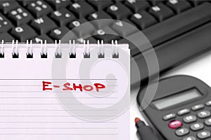 E-shop in the notes written on the calendar