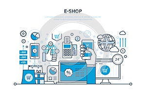 E-shop. Online ordering system of products, secure payment, technical support.