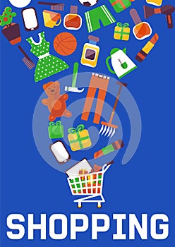 E-shop or online sales, online shopping and digital marketing vector illustration. Shop different goods from e-shopping