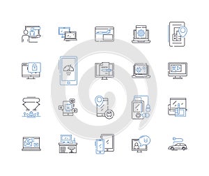 E-space line icons collection. Virtual, Immersive, Digital, Augmented, Remote, Online, Cyber vector and linear
