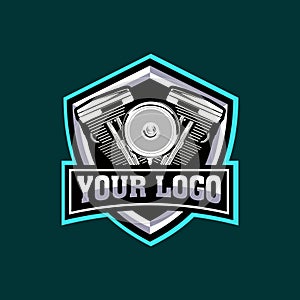 E-sport logo motorcycle engine Vector illustrations