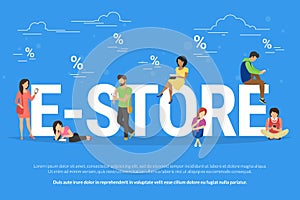 E-store online shopping concept illustration