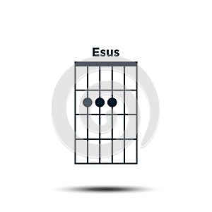 E sus, Basic Guitar Chord Chart Icon Vector Template