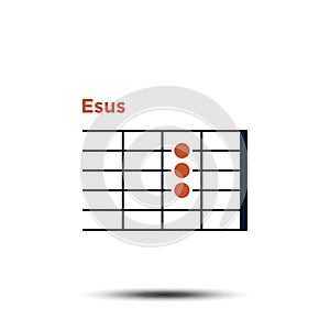 E sus, Basic Guitar Chord Chart Icon Vector Template