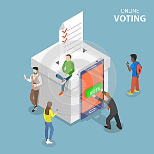 E-voting system flat isometric vector conceptual illustration.