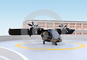 E-VTOL passenger aircraft waiting for takeoff from airport