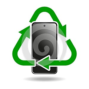 E-waste, electronics recycling vector icon badge