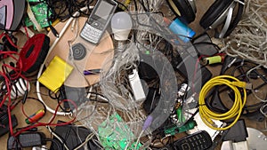 E-waste and Hazardous waste sorting and disposal. Old broken phones, battery, computers and electronics. Heavy metal