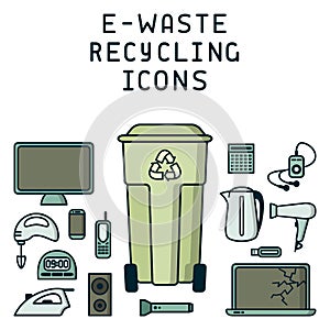 E-waste recycling icons