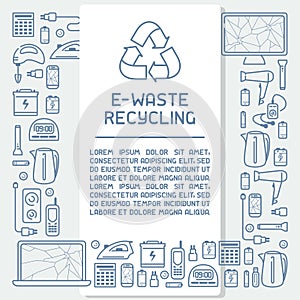 E-waste recycling ready poster concept with old appliances and inscription