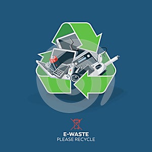 E-Waste in Recycling Sign Symbol