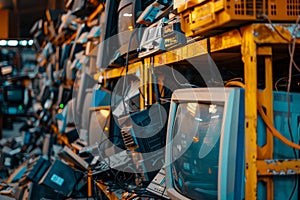 E waste recycling vintage tvs old electronics disposal concept for sustainable management photo