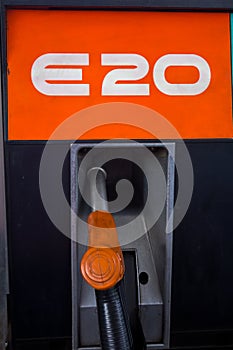 E20 Gas pump nozzle.