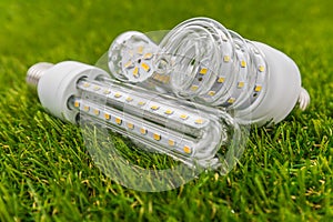 E27 LED bulbs similar shape as CFL in the green grass